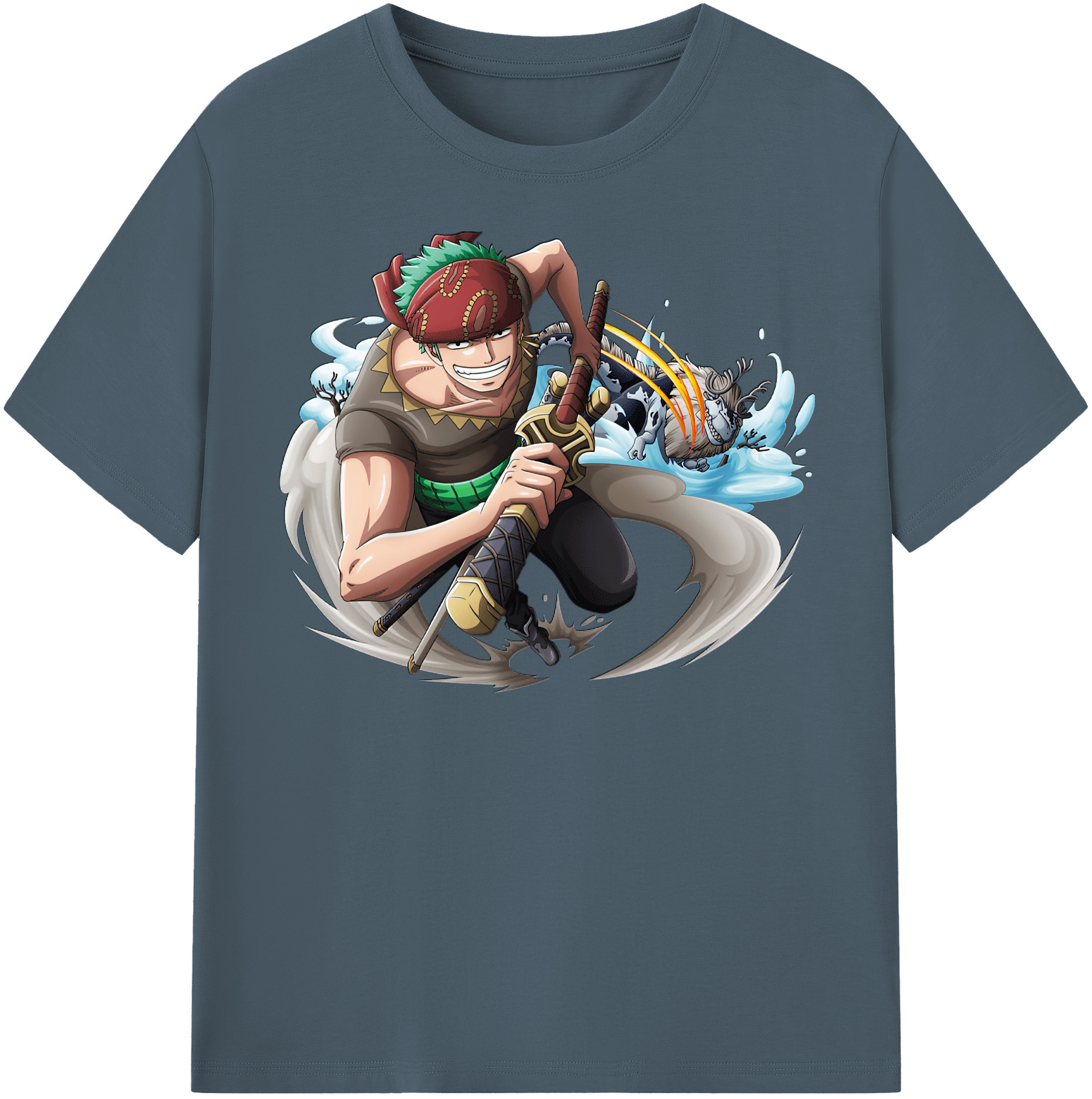 ワンピース ロロノア・ゾロ ONE PIECE Roronoa Zoro 綿100％半袖Tシャツ（フロントプリント）